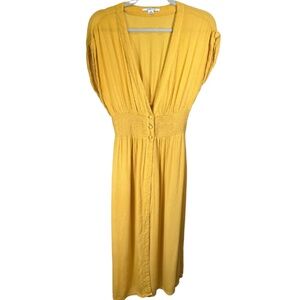 032. O'Neill 🌼 Beach Cover up Cardigan Duster Mustard Yellow Boho Hippie